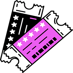 Illustration de deux tickets, l\'un noir et l\'autre rose.
